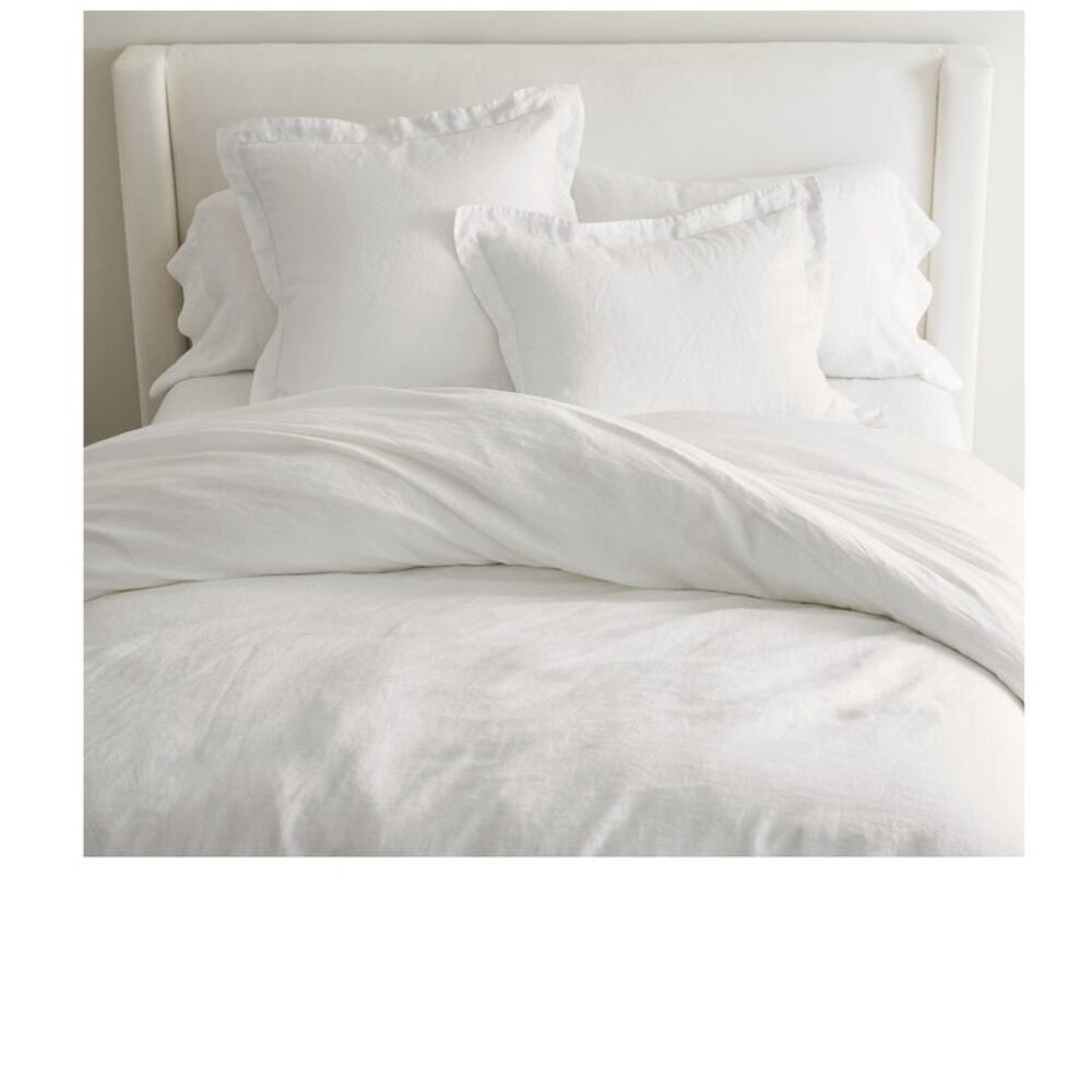 Pottery Barn King/Cal King NWT 100% Belgian Flax Linen White Duvet Cover